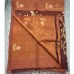 Pure Linen Handloom Saree – Warm Rust Brown with Jamdani Floral & Branch Motifs
