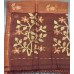Pure Linen Handloom Saree – Warm Rust Brown with Jamdani Floral & Branch Motifs