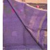 Pure Linen Handloom Saree – Deep Violet with Jamdani Floral & Leaf Motifs and Zari Border