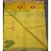 Pure Linen Handloom Saree – Sunny Yellow with Jamdani Lotus & Leaf Motifs