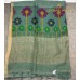 Pure Linen Handloom Saree – Dusty Blue with Jamdani Multi-Colour Floral Motifs & Zari Border