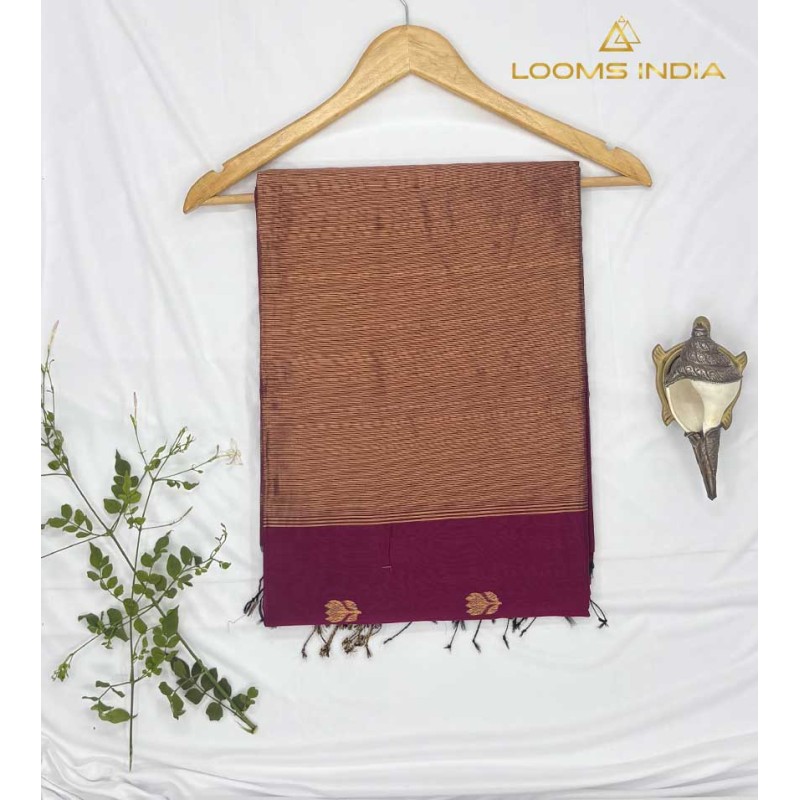 MAGENTA MAHESHWARI PURE HANDLOOM COTTON SILK SAREE