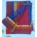 Maheshwari Handloom Saree – Deep Navy Blue Plain Body with Multi-Colour Thread Border & Zari Accents