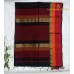 BLACK MAHESHWARI PURE HANDLOOM COTTON SILK SAREE