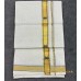 Handloom Cotton Double Mundu Set – Golden Kasavu Zari Border with Navy Blue Thread Stripes & Elephant Motif Weave