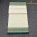 Balaramapuram Handloom Cotton Saree – Plain White Body with Green Kara & Dual Gold-Silver Kasavu Border
