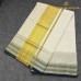 Pure Handloom Balaramapuram Unakkupaav Kasavu Saree –  Navy Blue Kara & Dual Gold-Silver Kasavu Border