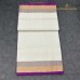 Balaramapuram Handloom Cotton Saree – Plain White Body with Multi-Colour Orange & Violet Border, Dual Kasavu & Magenta Piping
