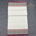 Balaramapuram Handloom Cotton Saree – Plain White Body with Maroon & Navy Blue Contrast Border, Dual Gold-Silver Kasavu & Maroon Piping