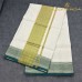 Pure Handloom Balaramapuram Unakkupaav Kasavu Saree– Dark Green Kara & Dual Gold-Silver Kasavu Border