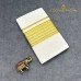 Balaramapuram Handloom Cotton Saree – Plain White Body with Rust Orange & Navy Blue Dual Contrast Border, Gold-Silver Kasavu & Rust Piping
