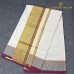 Balaramapuram Handloom Cotton Saree – Plain White Body with Maroon & Navy Blue Contrast Border, Dual Kasavu & Maroon Piping