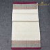 Balaramapuram Handloom Cotton Saree – Plain White Body with Maroon & Navy Blue Contrast Border, Dual Kasavu & Maroon Piping