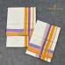 Balaramapuram Unakkupavu Single Set Mundu – Lavender Border with Mustard Yellow Kara & Golden Kasavu