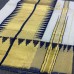 Balaramapuram Unakkupavu Single Set Mundu – Golden Kasavu with Navy Blue Thread Temple Motif Border