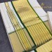 Balaramapuram Unakkupavu Single Set Mundu – Golden Kasavu with Dual-Tone Green Kara Border