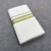 Off-White Pure Handloom Balaramapuram Kasavu Double Mundu with Gold Kasavu and Dark Green Kara