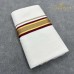 Off-White Pure Handloom Balaramapuram Kasavu Double Mundu with Textured Gold Kasavu and Maroon Kara