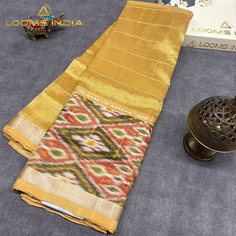 MUSTARD YELLOW MANGALAGIRI SILK SAREE