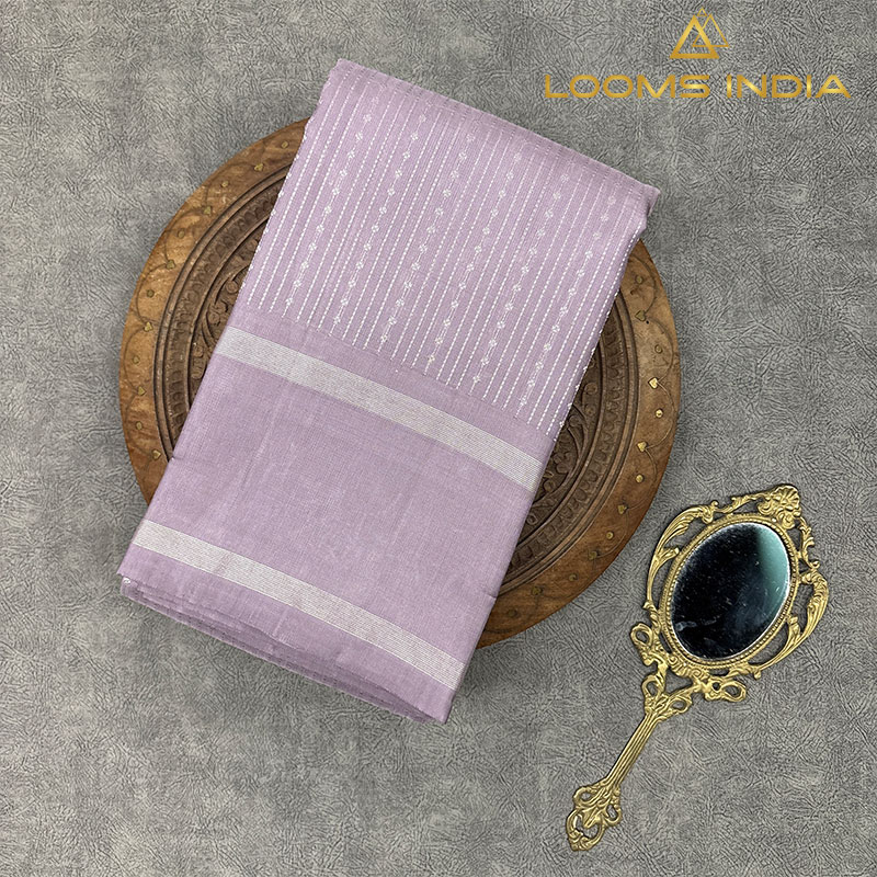 DUSTY PURPLE WITH SILVER ZARI KANCHIPURAM SAREE
