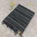 Black Pure Handloom Cotton Silk Saree with Gold and Silver Zari Stripes