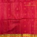 Rust Orange Pure Handloom Cotton Silk Saree with Gold Floral Buttas and Green Border