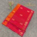 Rani Pink Pure Handloom Cotton Silk Saree with Gold Zari Checks and Orange Border