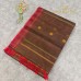 Coffee Brown Pure Handloom Cotton Silk Saree with Gold Floral Buttas and Maroon Border