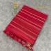 Red Pure Handloom Cotton Silk Saree with Gold and Silver Zari Stripes