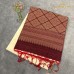 Cream and Maroon Handloom Cotton Silk Saree with Floral Check Weave