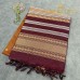 Rust Orange and Maroon Handloom Cotton Silk Saree with Golden Zari Stripes