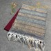 Maroon and Grey Handloom Cotton Silk Saree with Golden Zari Stripes