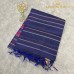Navy Blue Pure Handloom Cotton Silk Saree with Silver and Copper Zari Stripes