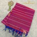 Rani Pink Pure Handloom Cotton Silk Saree with Gold and Silver Zari Stripes