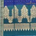 Teal and Royal Blue Handloom Cotton Silk Saree with Golden Floral Pallu
