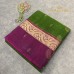 Olive Green Pure Handloom Cotton Silk Saree with Magenta Gold Brocade Border