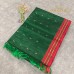 Bottle Green Pure Handloom Cotton Silk Saree with Gold Buttas and Narrow Red Border