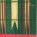 Bottle Green Pure Handloom Cotton Silk Saree with Gold Buttas and Narrow Red Border